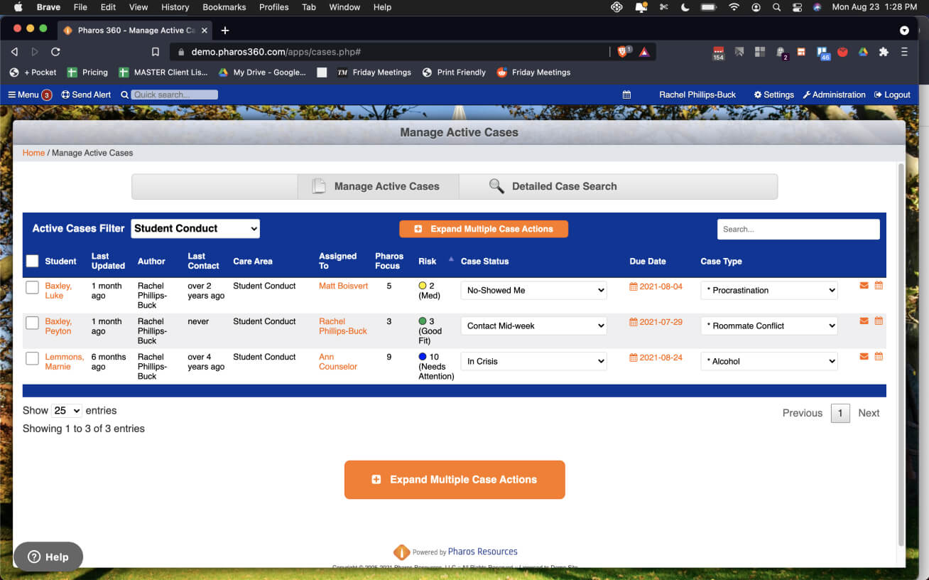 Pharos 360 Active Cases Screenshot